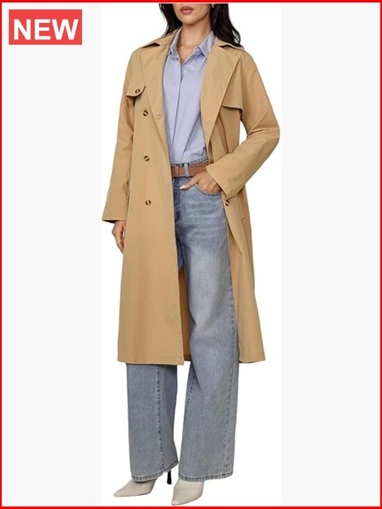 Jackets & Blazers - Double Breasted Long Trench Coat Belted Lapel Overcoat